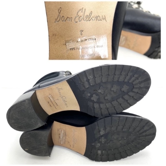 SAM Edelman Manchester Ankle Lace up Hiking Boot in Black Size 8 - Picture 11 of 11